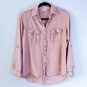 Pink Button Up Top